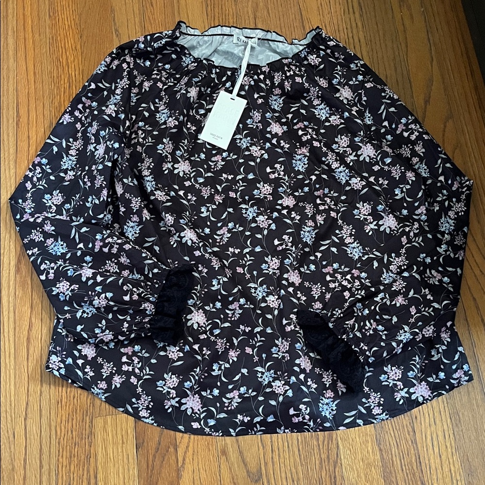New Grace Karin Black Floral Top